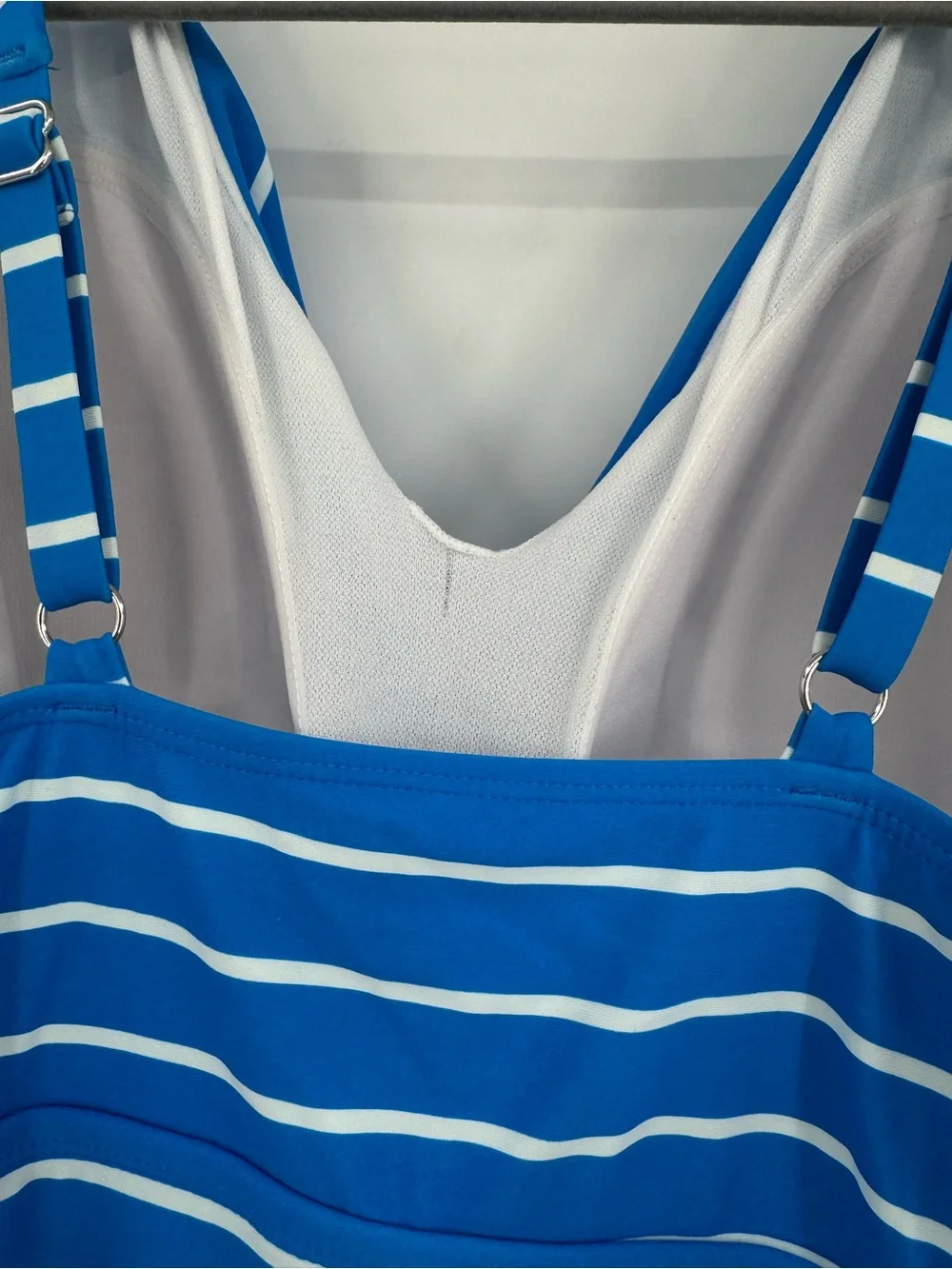 Bal Harbour Swim Blue White Striped Surplice One-Piece Swimsuit Women’s 24W NWT